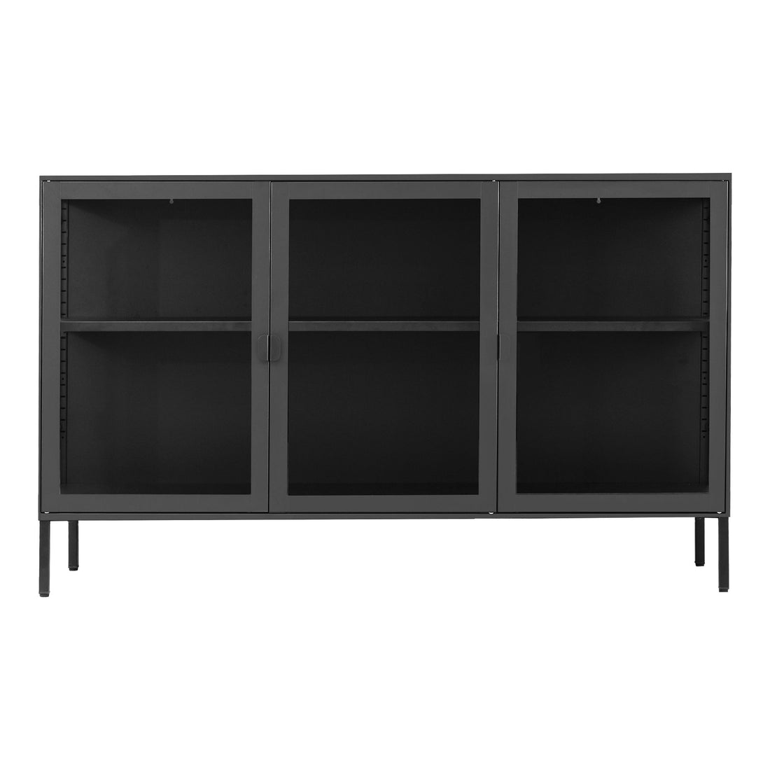 Brisbane sideboard - display cabinet in black with glass doors 40x140x85 cm