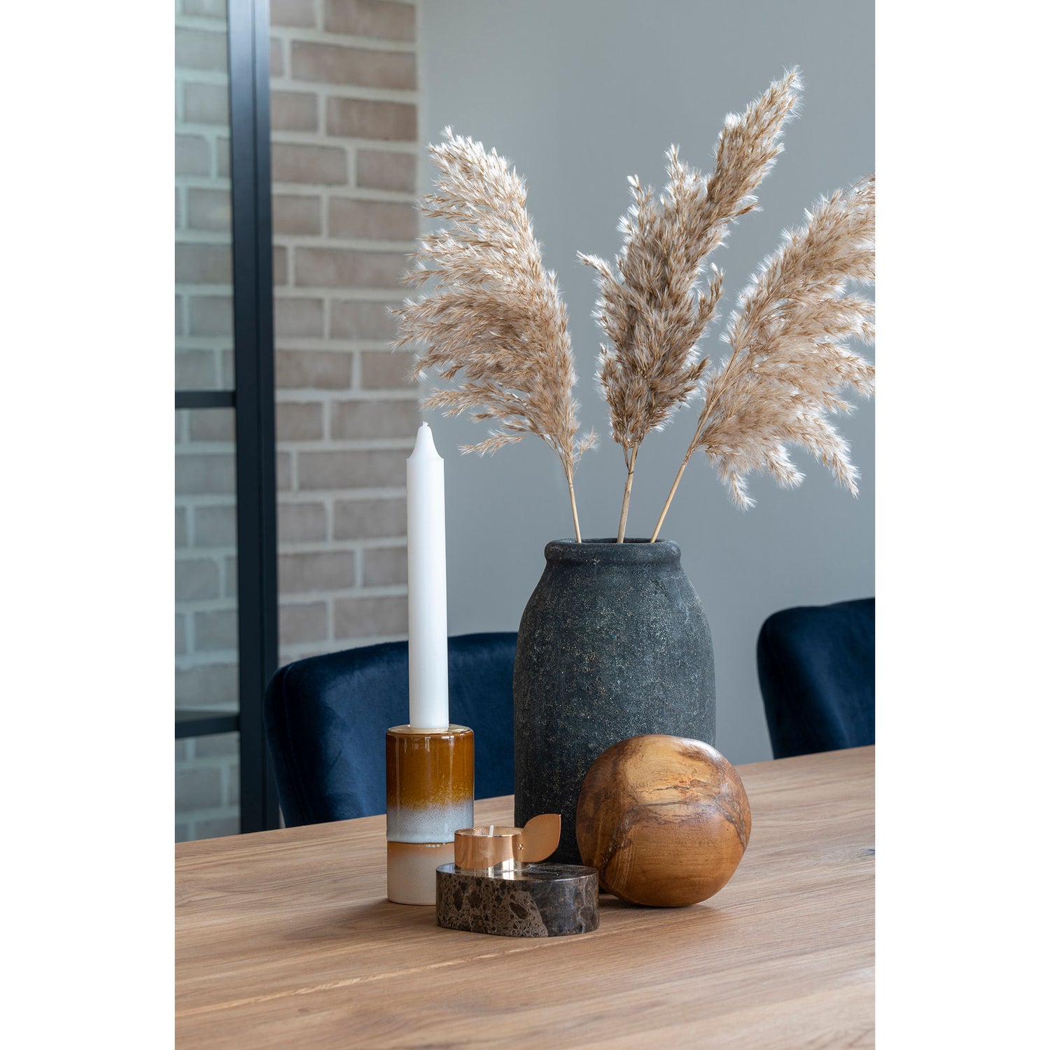 Lighthouse Stage - Lighthouses in Marble, Brown, Brass Holder, 10x7x5.5 cm