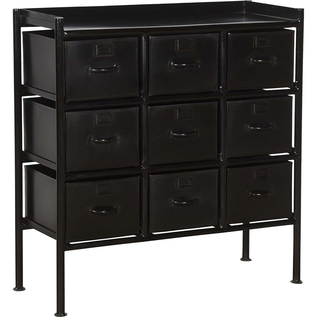 Trademark Living Saga chest of drawers - 9 drawers - black
