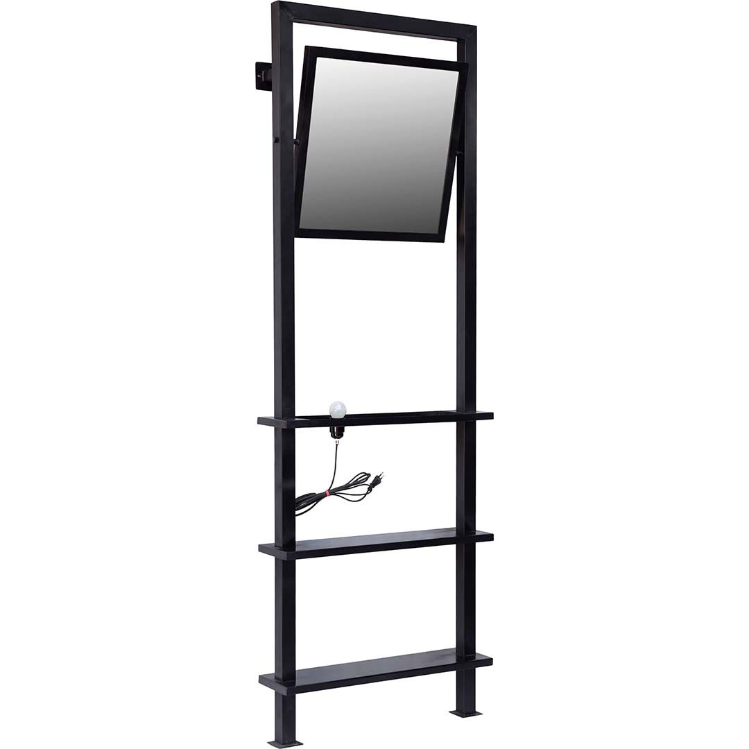 Trademark Living mirror on iron frame with shelves and lamp