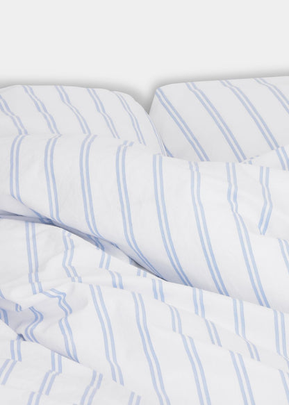 Sekan Studio Blank X Sekan - Cotton Percale Bed Set - Blue Strib