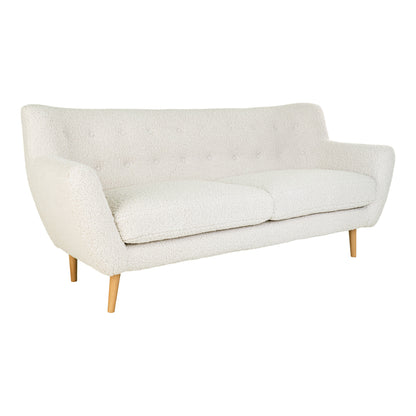 Monte 3 -person sofa - 3 person sofa in artificial lambskin, white with nature wooden legs