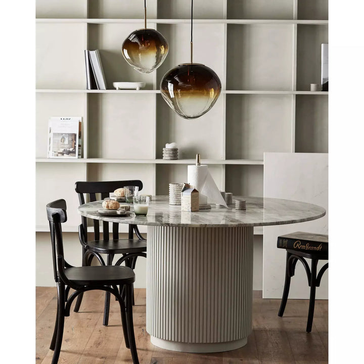 Nordal Erie Round Dining Table in Wood and Marble - Ø140 cm -