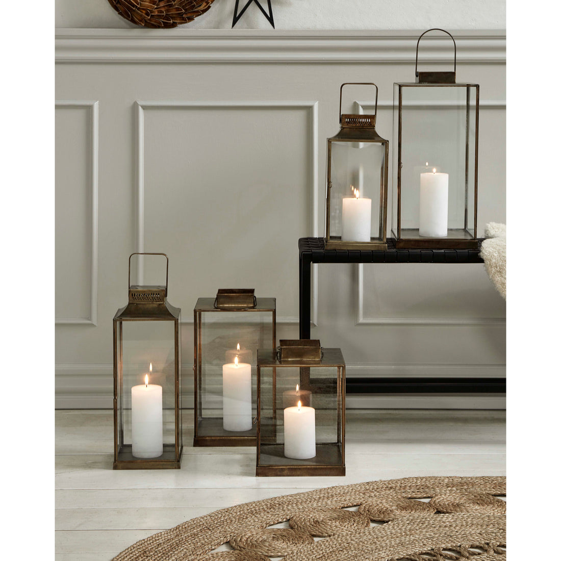Antique lanterns in iron - H35 cm - gold finish