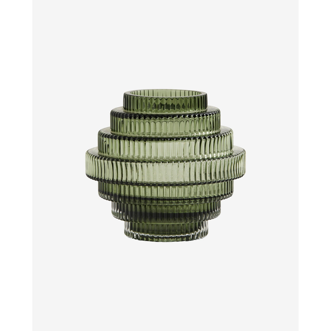Rill vase with grooves - H16 cm - Vissen Green
