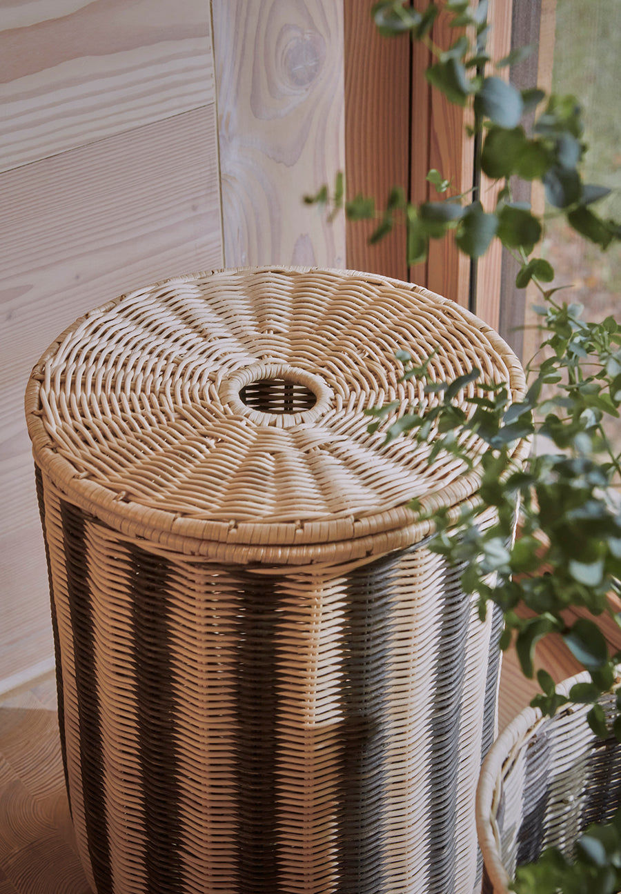 Oyoy Living Striped Laundry Basket - Nature / Black