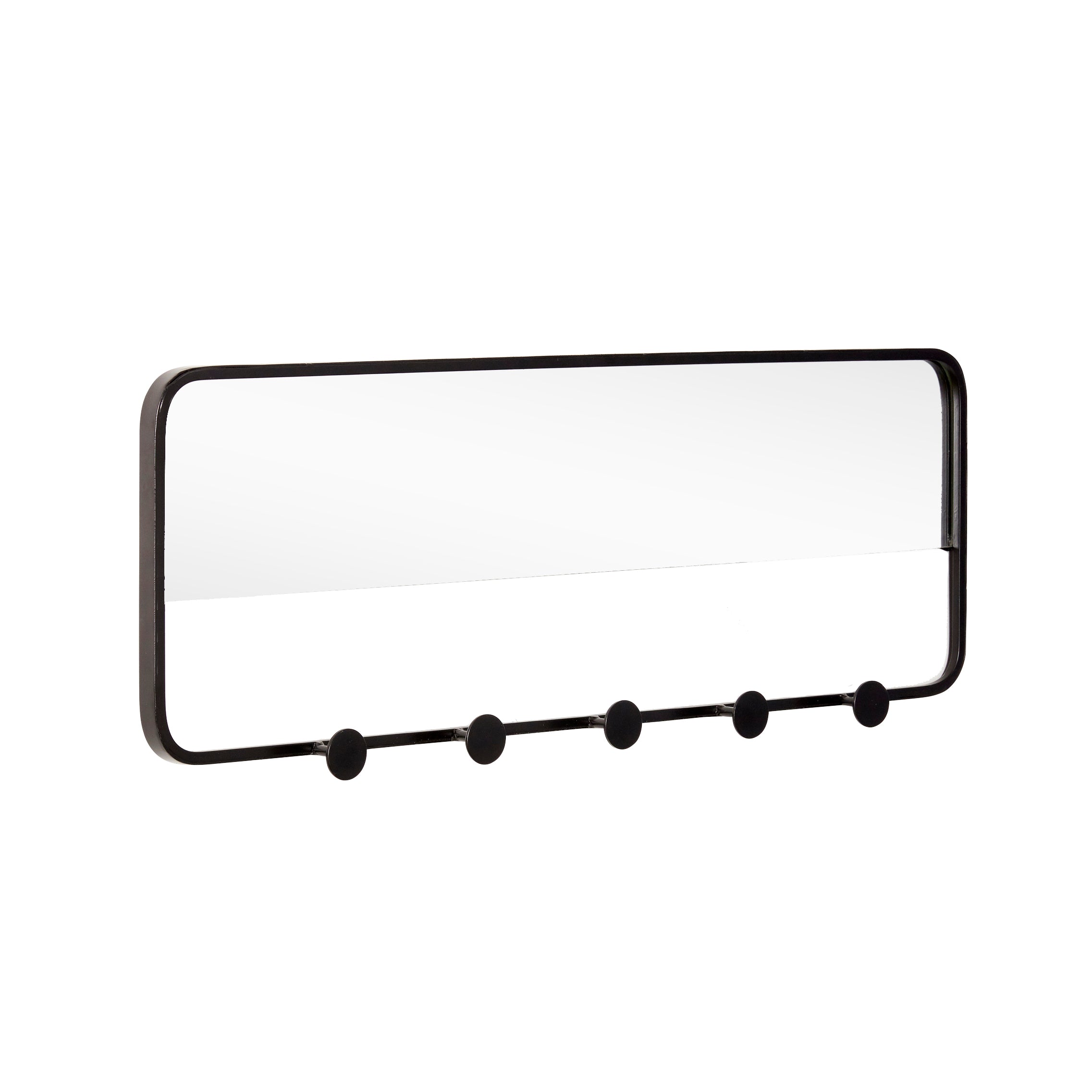 Hübsch - Knagerække m/spejl, 5 knager, metal, sort - 61xh22cm - Hübsch - DesignGaragen.dk