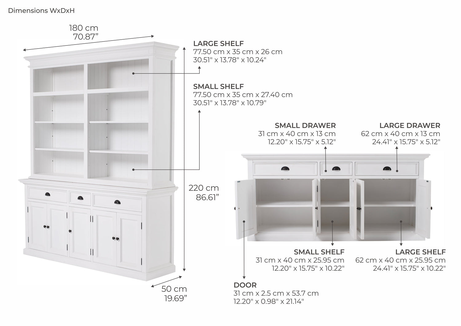 Halifax shelf with 5 doors 3 drawers