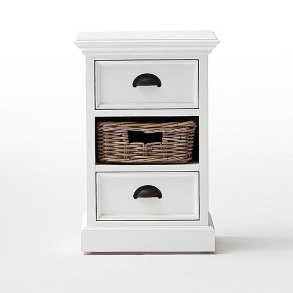Halifax bedside table with wicker drawer