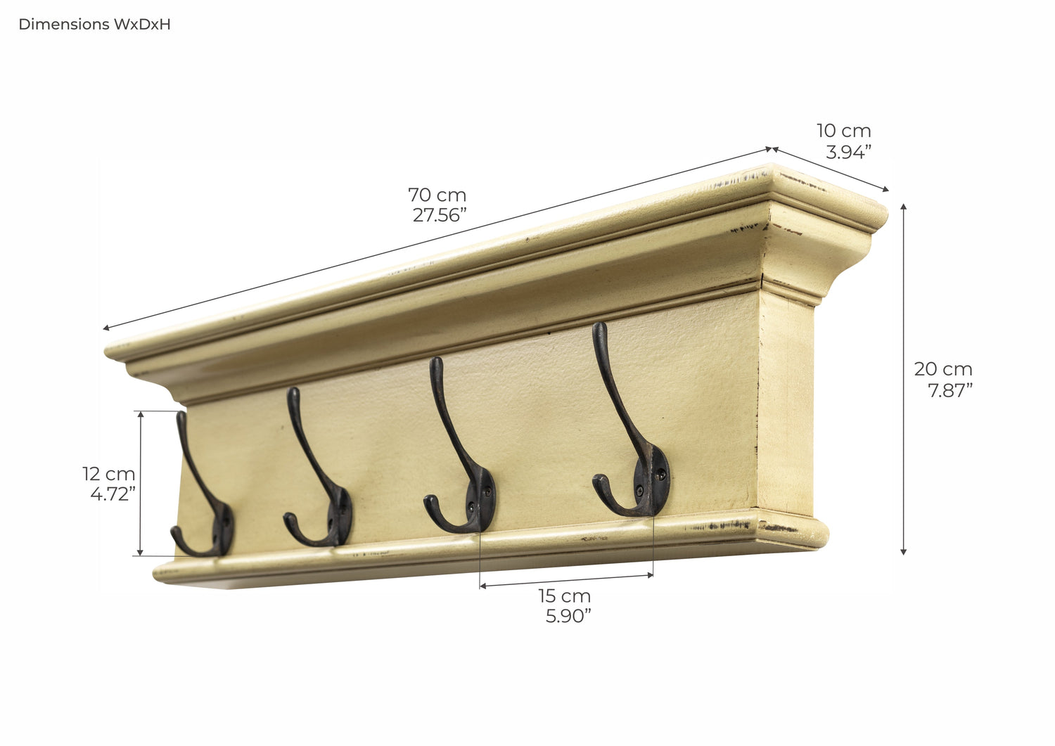 Halifax Knagerække Farve 4 Kroge Gul Brun Antik - NovaSolo - DesignGaragen.dk