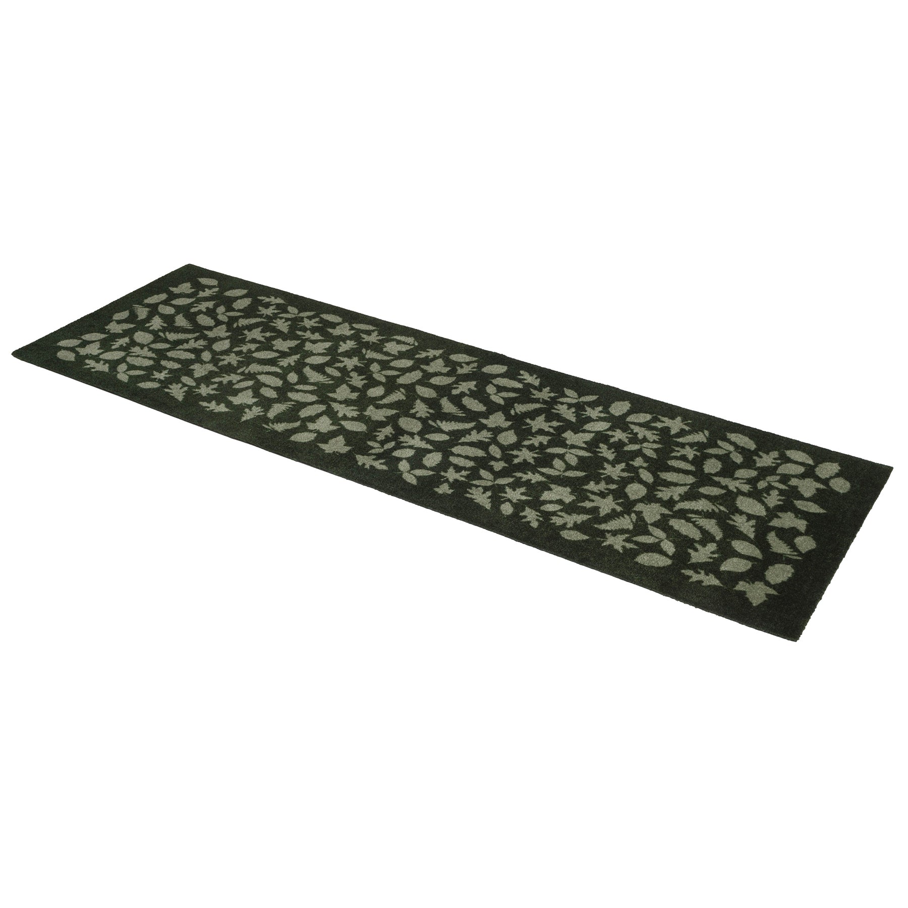 YELLOW MAT 67 x 200 CM - LEAVES/DARK GREEN