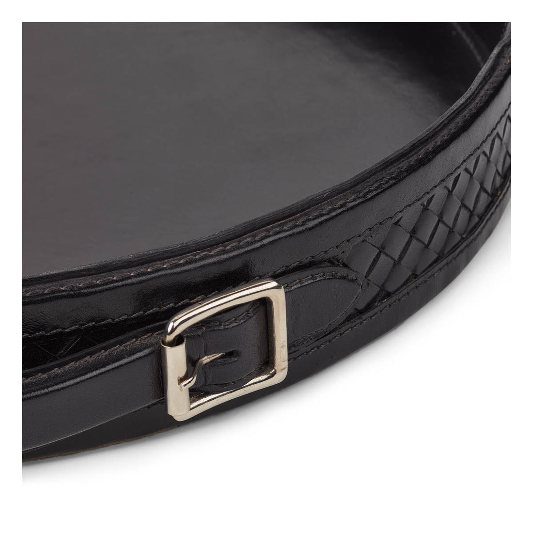 Tray w/handle | Calf leather | South America | Ø42 cm.