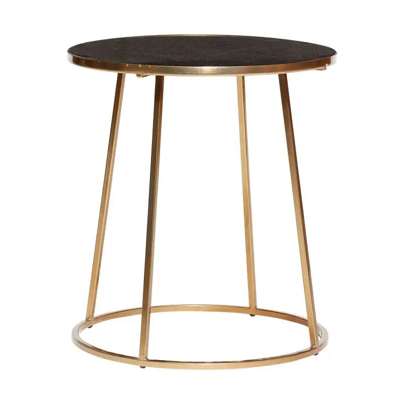 Hübsch - table w/gold frame, metal/marble, black/gold Ø46xh50 cm