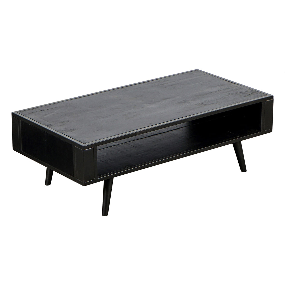 Nordic Mindi Rattan coffee table with open shelf
