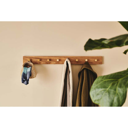 Oak hooks oak with brass hooks - 100 cm