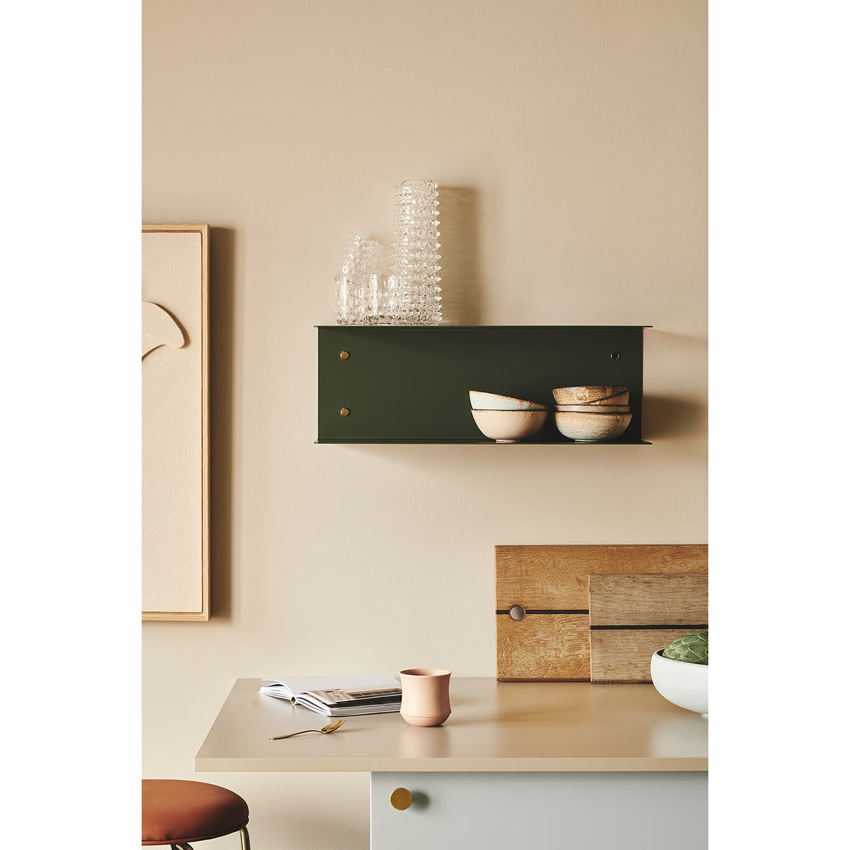 Detail Metal Shelf in Gray Green - 60 cm