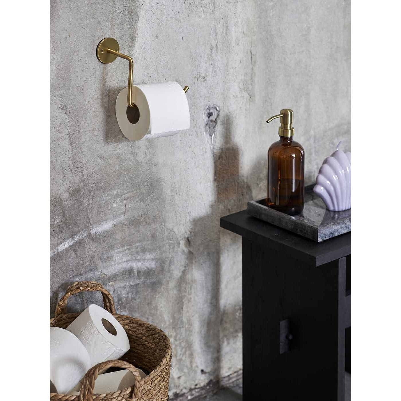 Wall toilet roll holder - brass