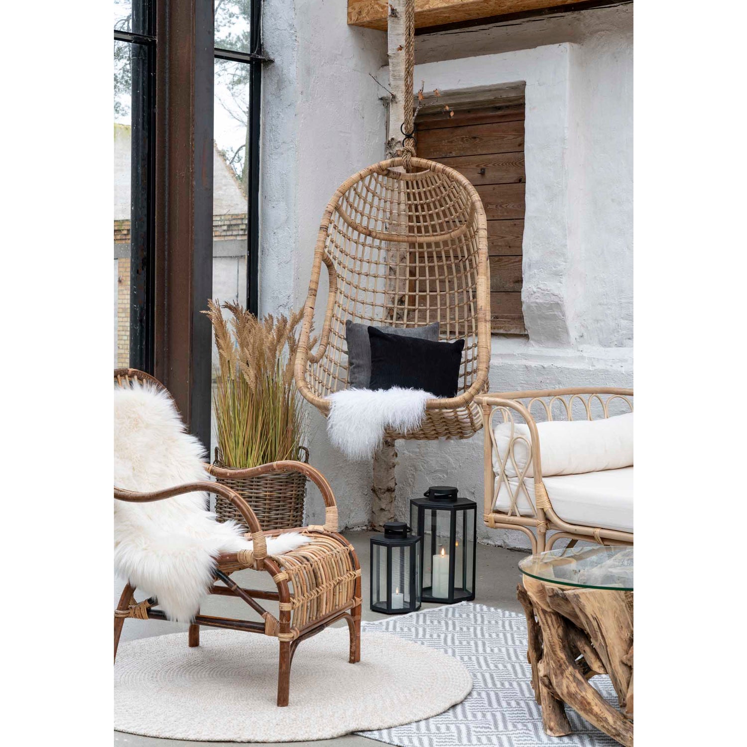 Amsterdam Hængende Stol - Hængende stol i rattan, natur, uden reb - House Nordic - DesignGaragen.dk