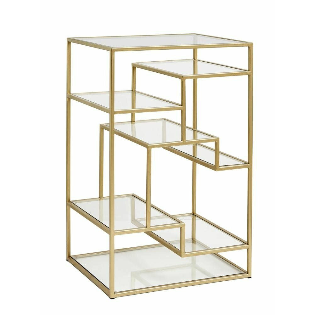 Nordal Shelf / display with glass shelves - 71x46 cm - gold finish