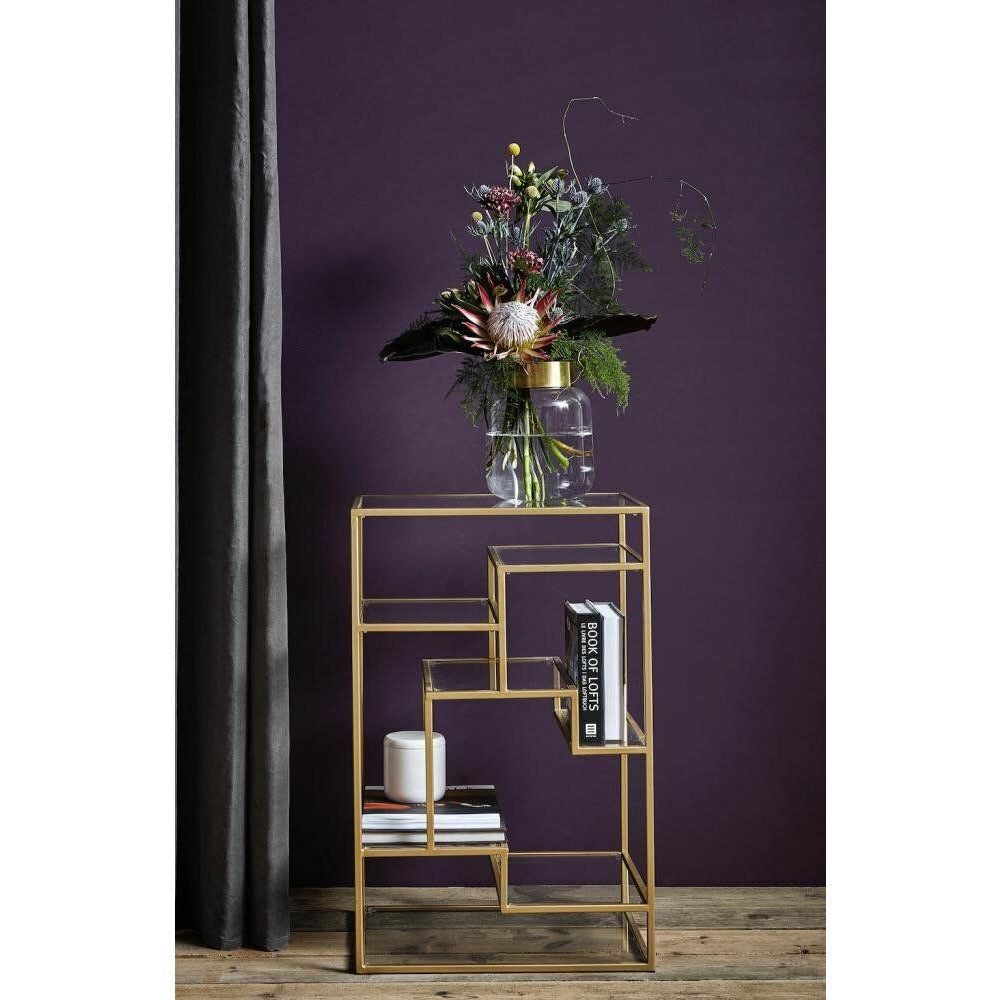 Nordal Shelf / display with glass shelves - 71x46 cm - gold finish