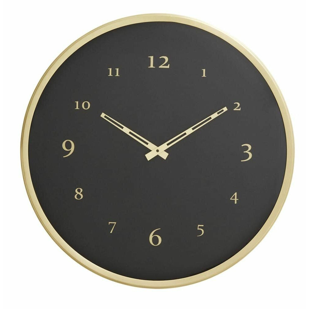 Nordal Metal wall clock with glass - Ø51 cm - black/brass