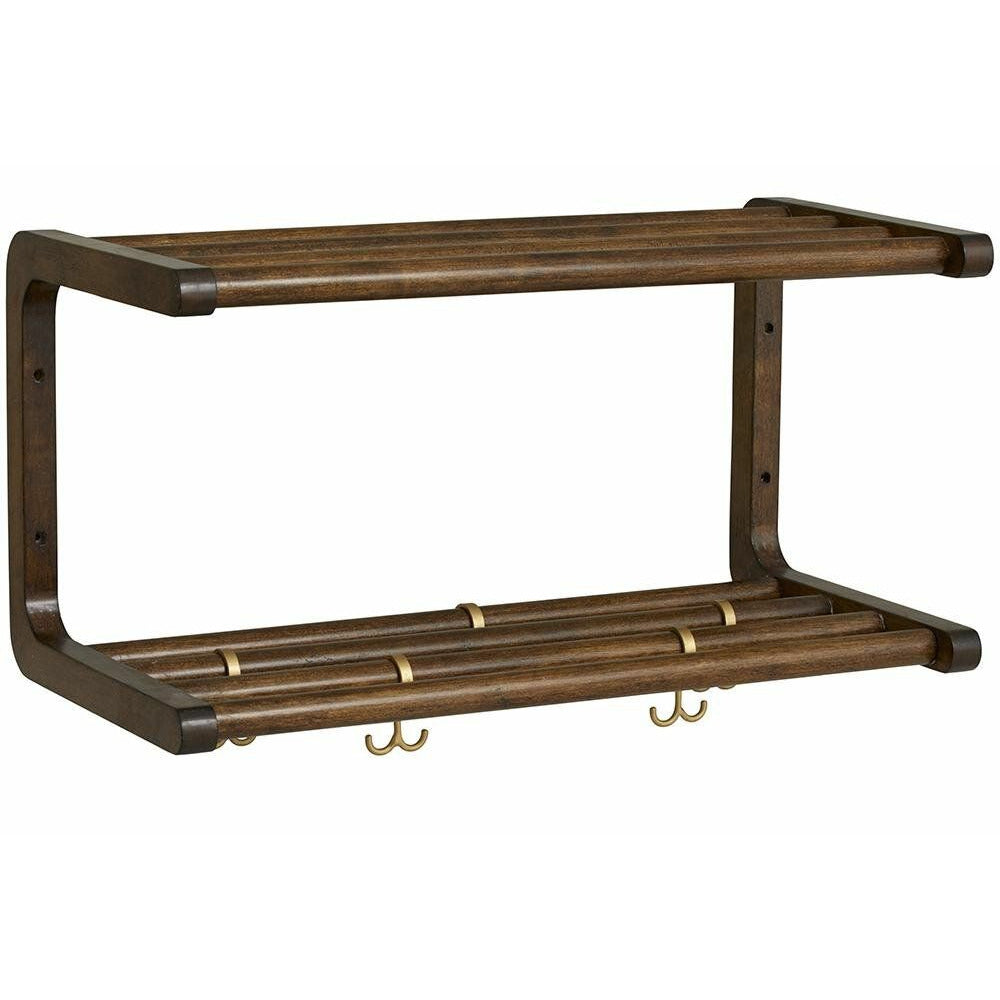 Nordal MAU wooden shelf with hooks / shoe rack - L60 cm - natural