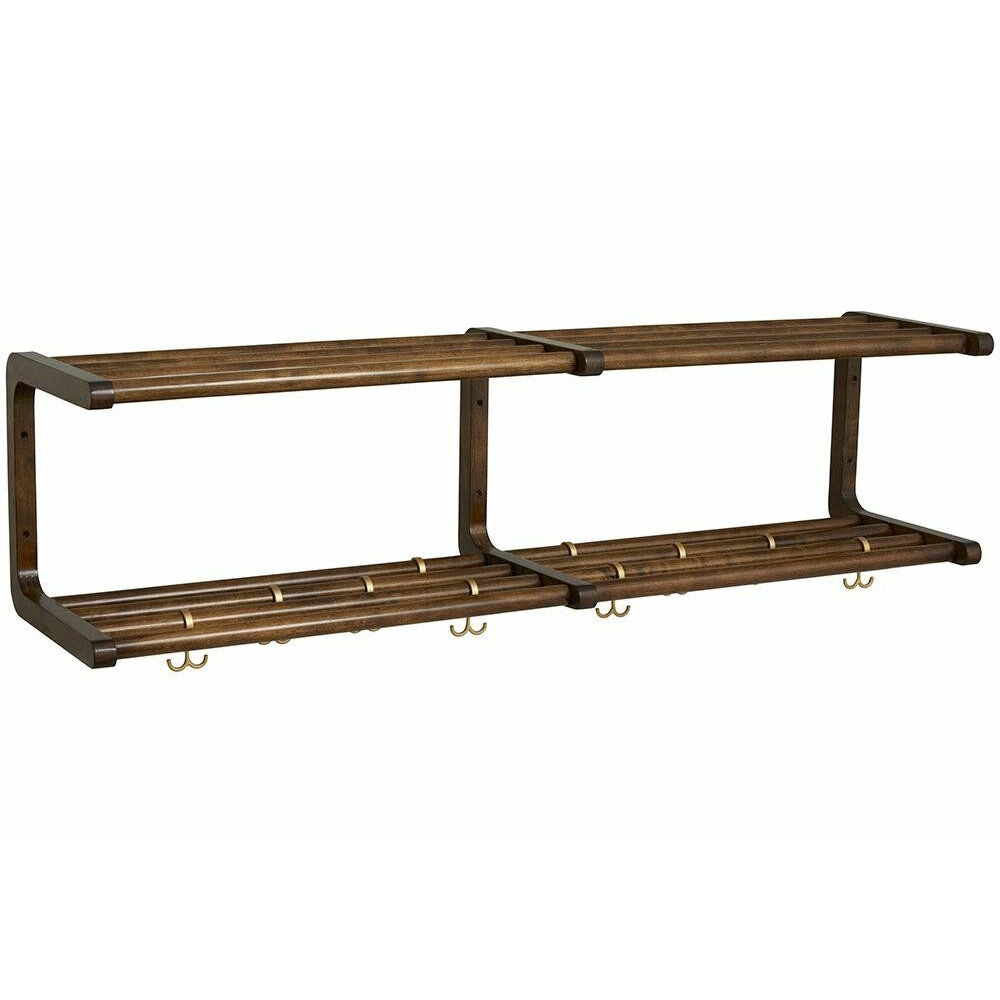 Nordal MAU wooden shelf with hooks / shoe rack - L120 cm - natural