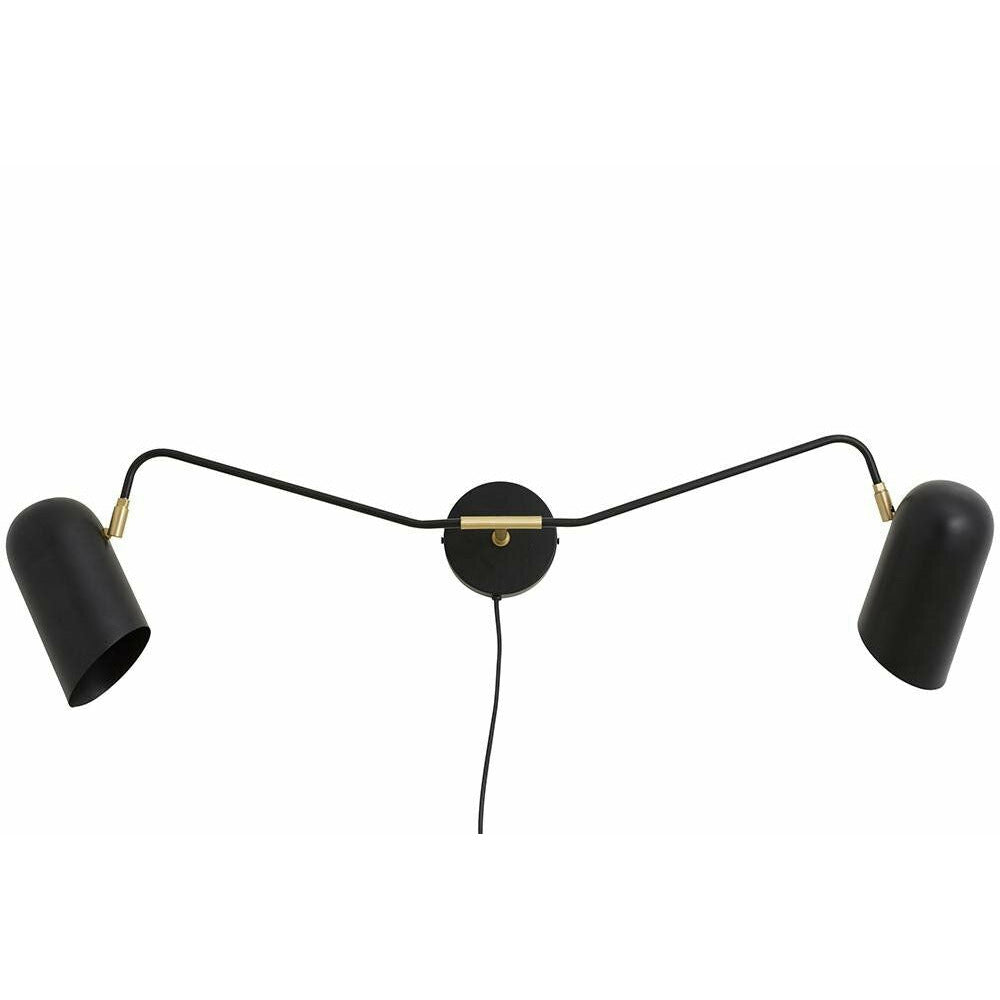 Nordal ERIS wall lamp with 2 arms - W100 cm - black/brass