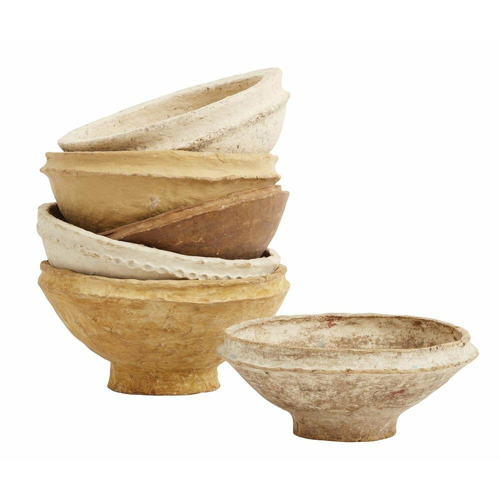 Nordal BOWL original Indian bowl in papier mache - beige colors