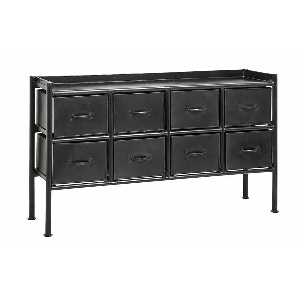 Nordal PORTLAND sideboard in iron w/8 drawers - 66x116 cm - black