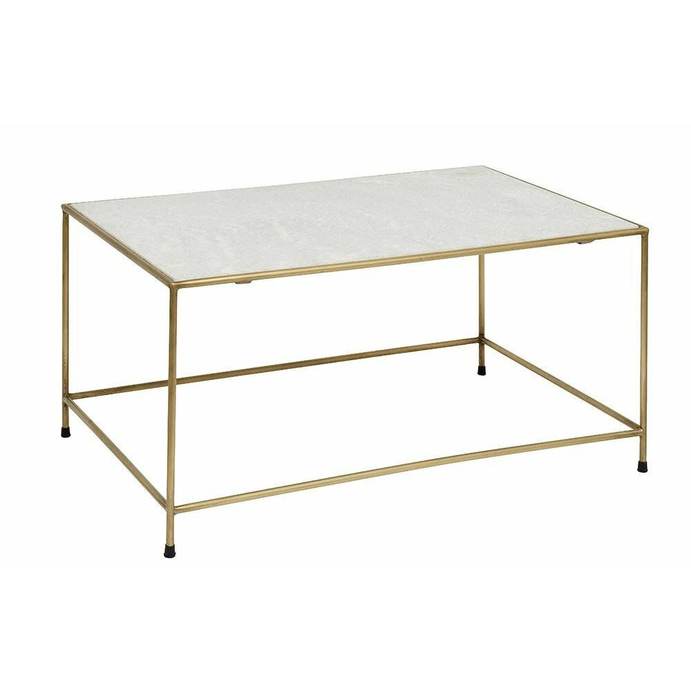 Nordal TIMELESS coffee table in iron and marble - 90x60 cm - white/brass