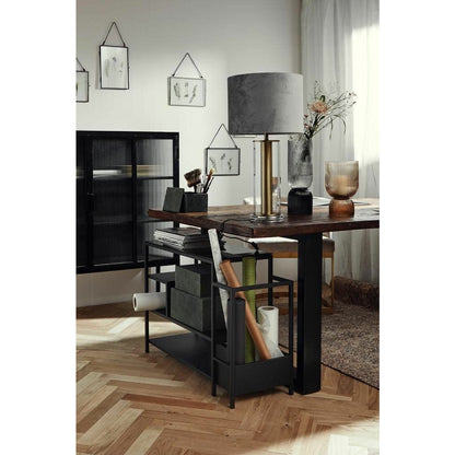 Nordal Chest of drawers in iron with glass top - 59x85 cm - black