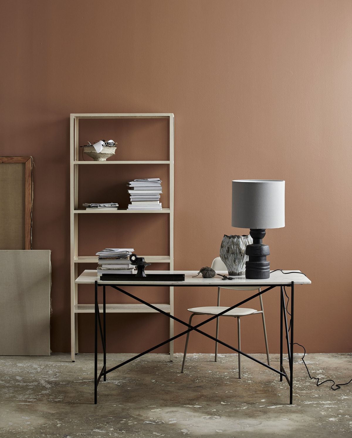 Jungo shelf in iron and marble - 180x75 cm - sand