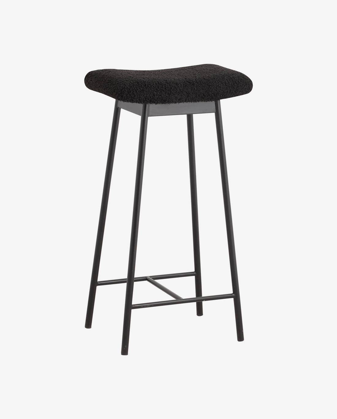 Zala bar stool with imitation lambskin - black
