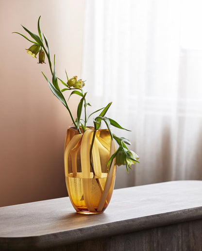 Nordal A/S HALKI vase, amber/white stripe