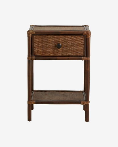 Hayes side table/bedside table in rattan - brown