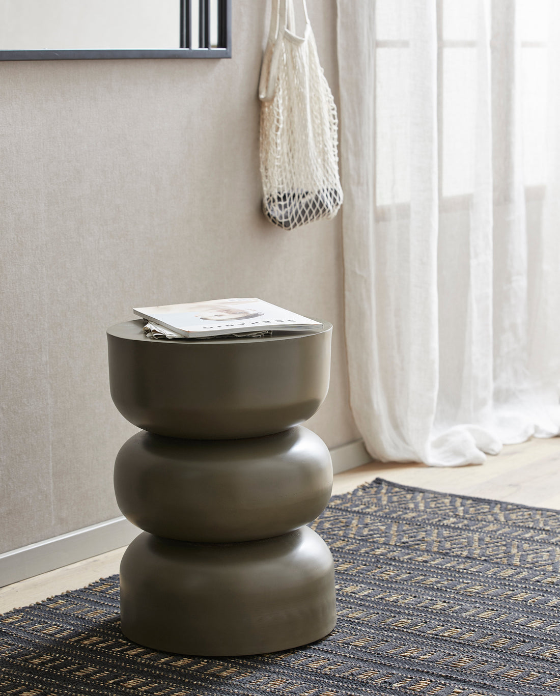 Farah blanket in cotton and seagrass 250x100 cm - black/nature