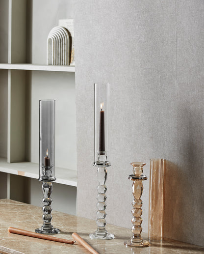 Nosy candlestick in crystal glass - smoke colored