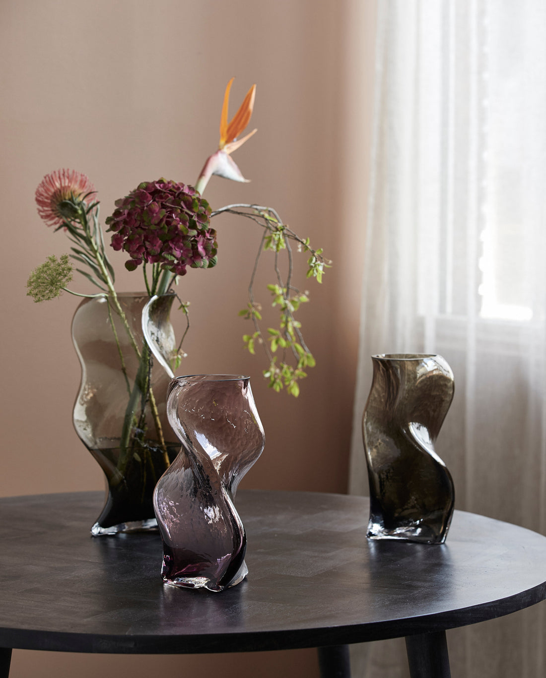 Sable vase in glass H30 cm - purple