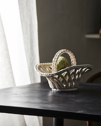 Poel basket in ceramics - 27x29 cm - beige