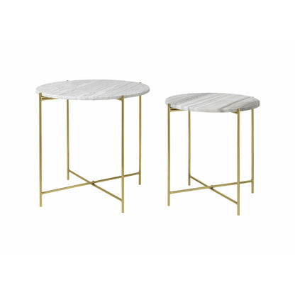 Cozy Living Freja Marble Table - BEIGE w. Brass - Set of 2