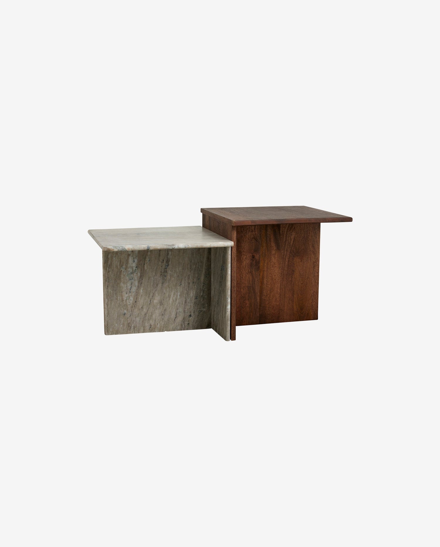 ODRA Sideboards in mango wood and marble - 2 pieces - H48/40 cm