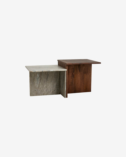 ODRA Sideboards in mango wood and marble - 2 pieces - H48/40 cm