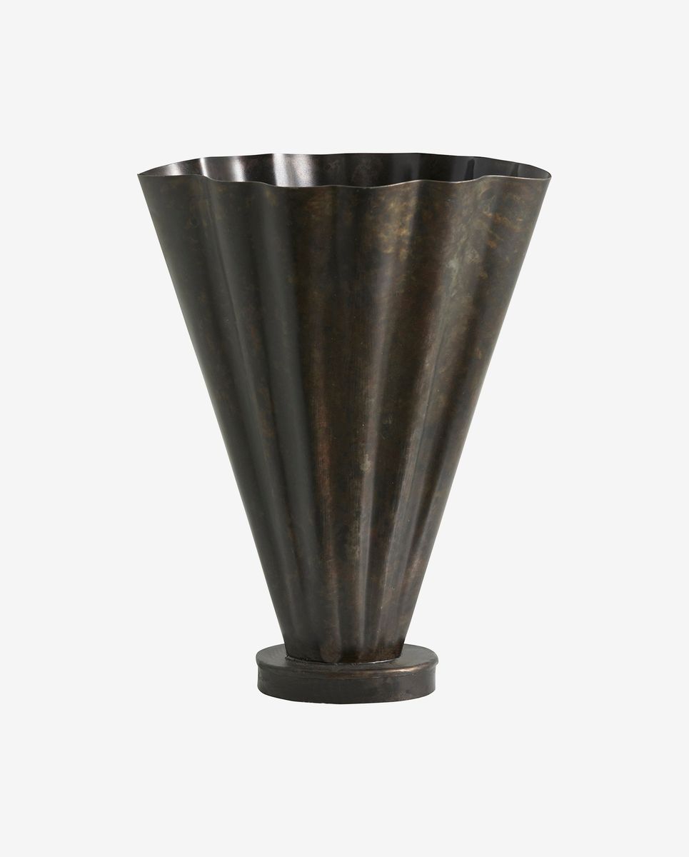 Coll vase in iron, antique finish - H36 cm - brown