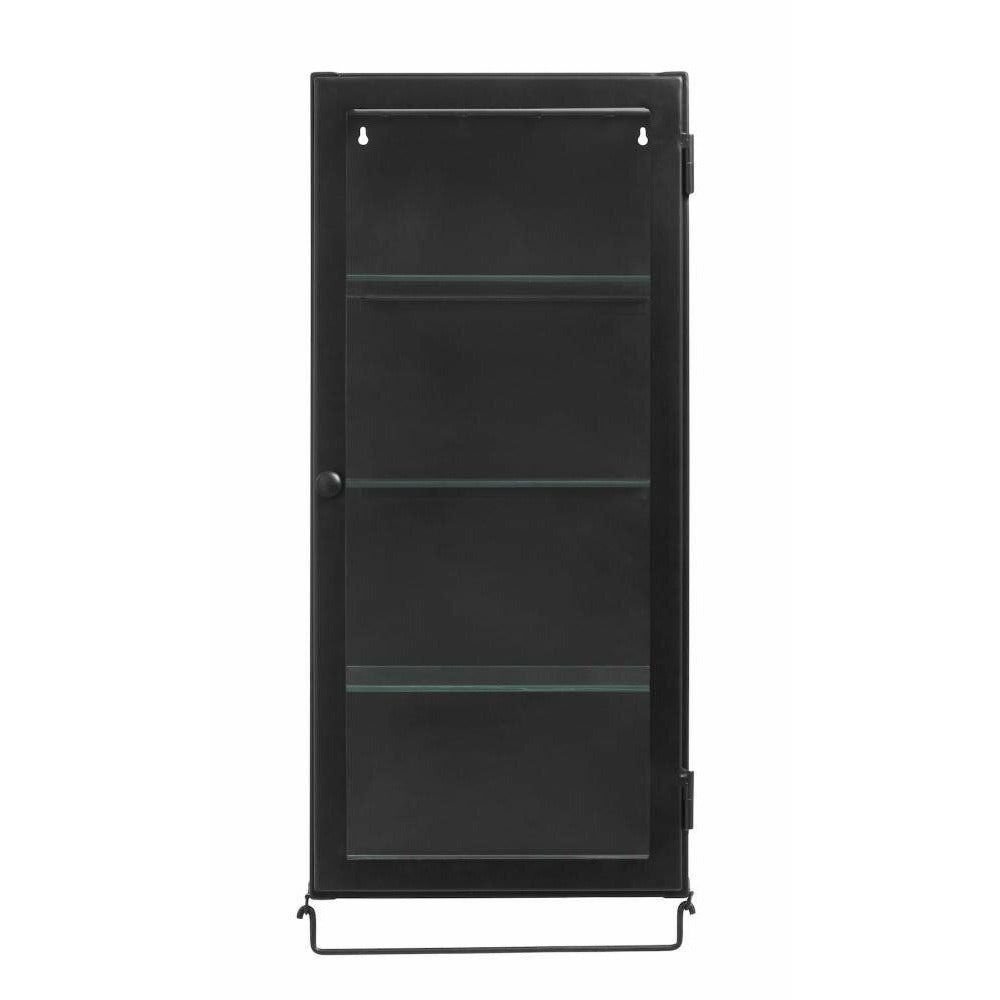 Nordal SIRI wall cabinet in metal w/glass shelves - 66x30 - black