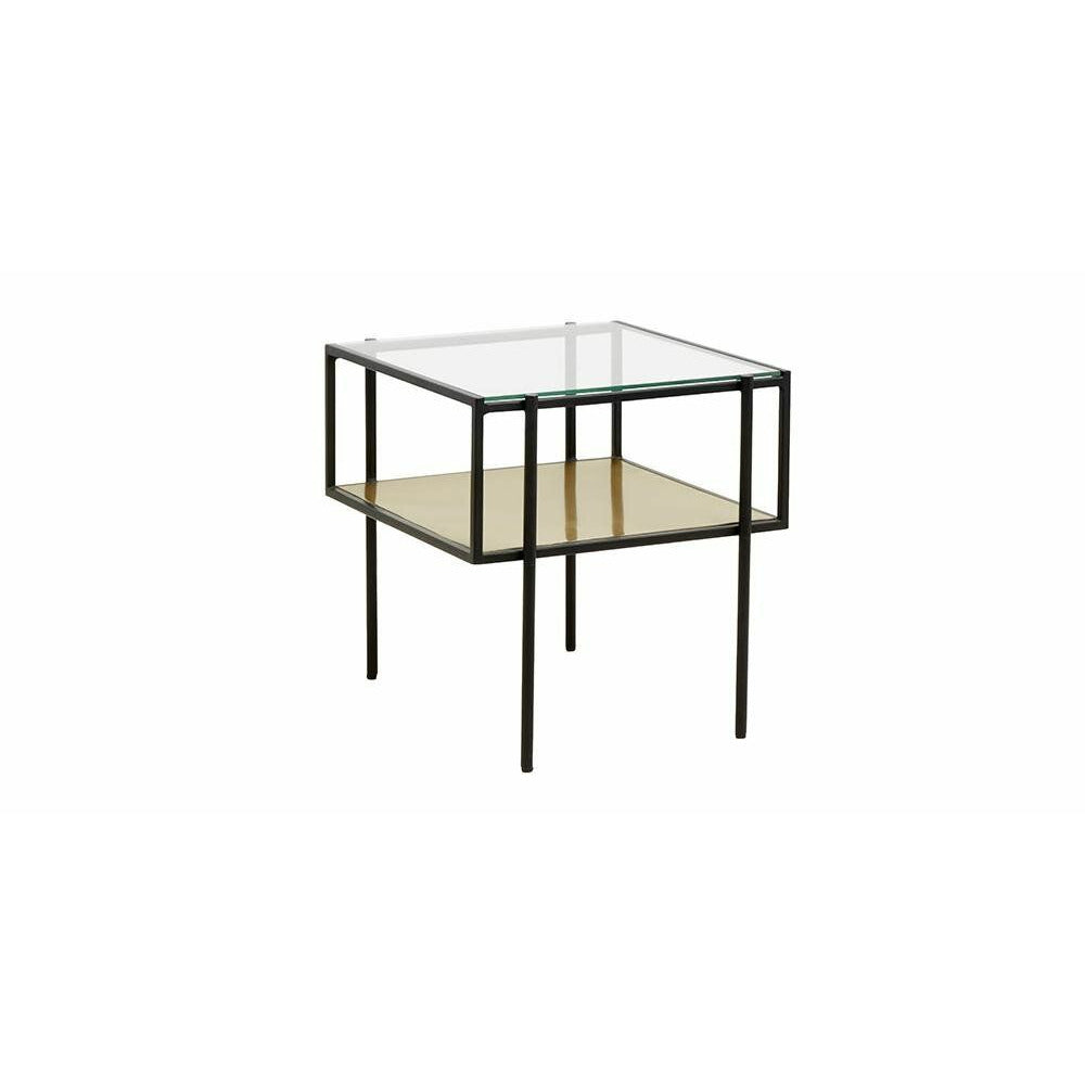 Nordal PARANA coffee table with clear glass - 45x45 cm - black/golden