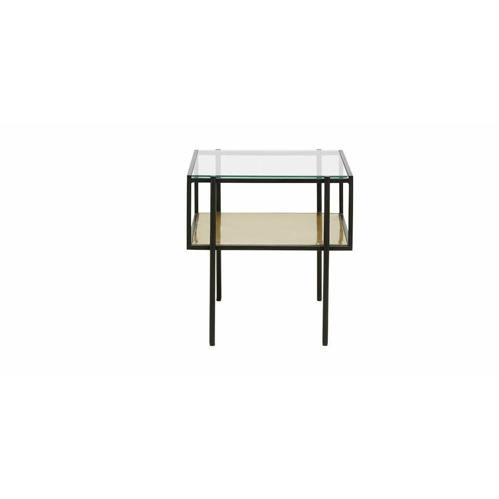 Nordal PARANA coffee table with clear glass - 45x45 cm - black/golden