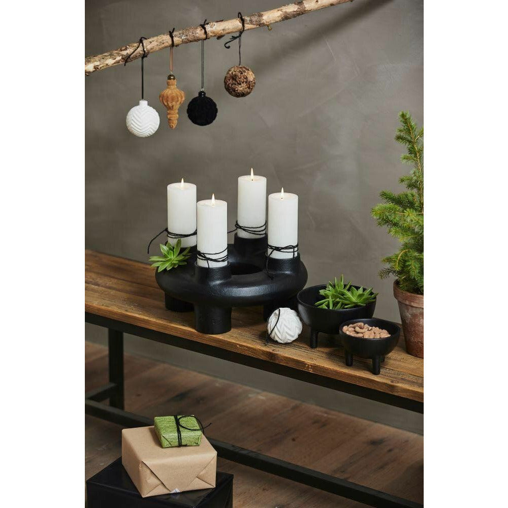 Nordal SENJA candle holder for 4 block candles - ø37 cm - black