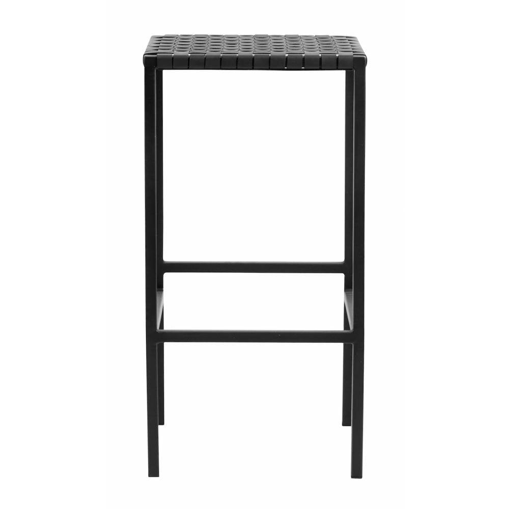 Nordal Barstool in braided leather with iron frame - h73 cm - black