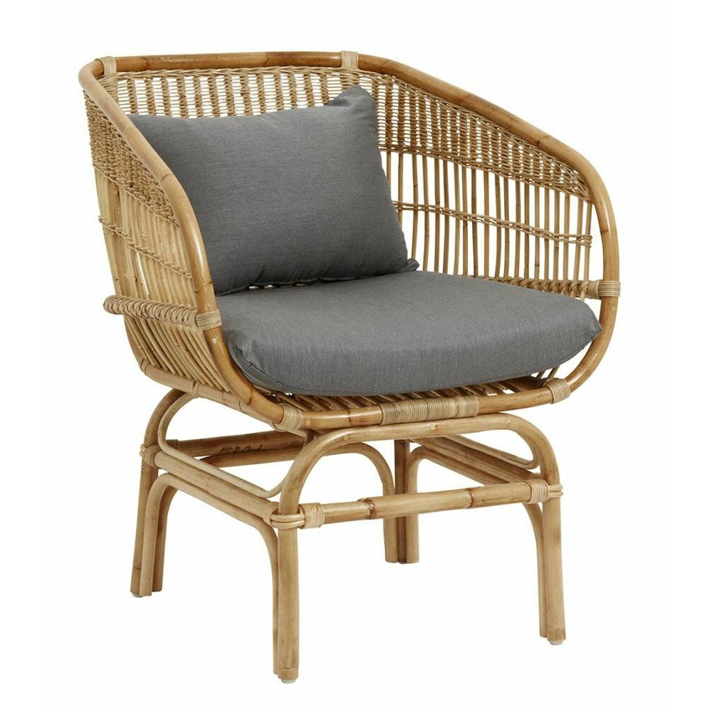 Nordal BALI armchair in rattan with cushions - nature/grey